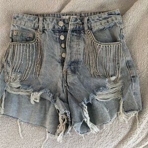Adika fringe rhinestone shorts